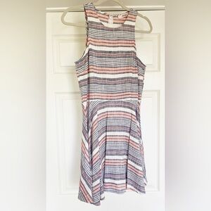 NWT JustFab Striped Sleeveless Linen Fit & Flare Dress in Size Medium